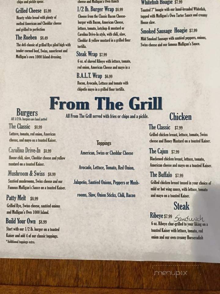 Mulligan's Tavern - Lenoir, NC menu_pic