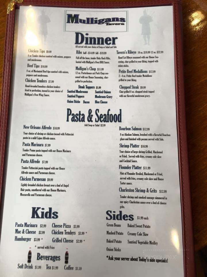 Mulligan's Tavern - Lenoir, NC menu_pic