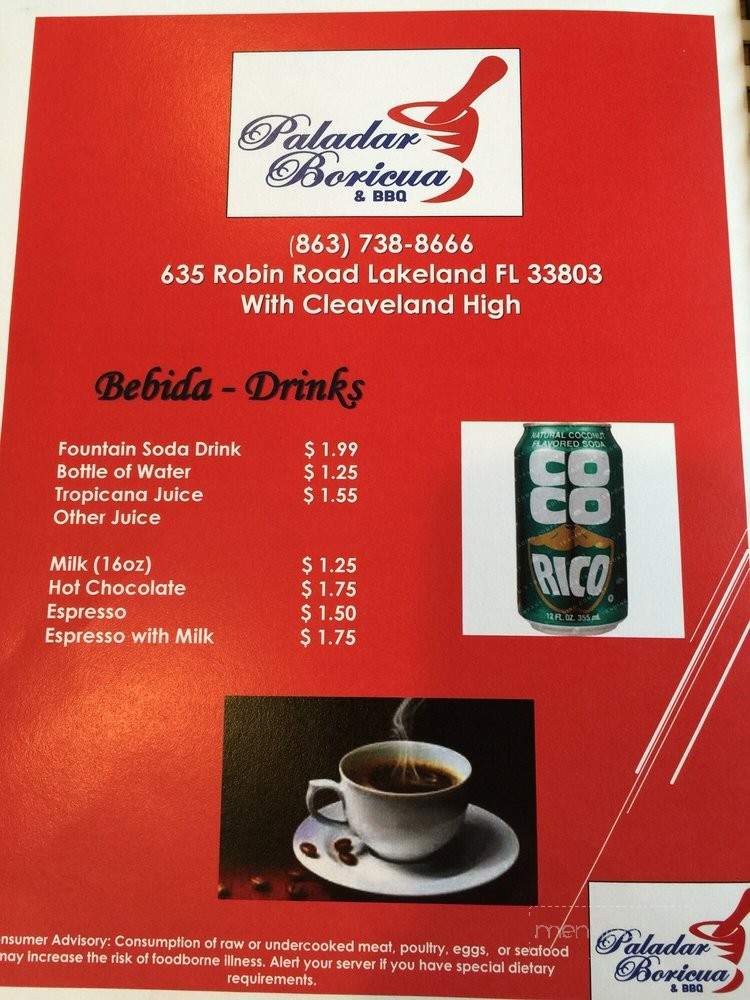 Paladar Boricua & BBQ - Lakeland, FL menu_pic
