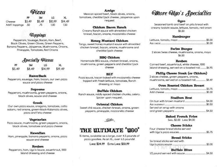 Ugo's Pizzeria - Harrison, AR menu_pic