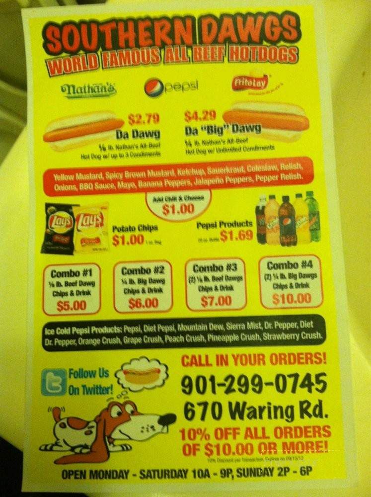 Southern Dawgs - Memphis, TN menu_pic
