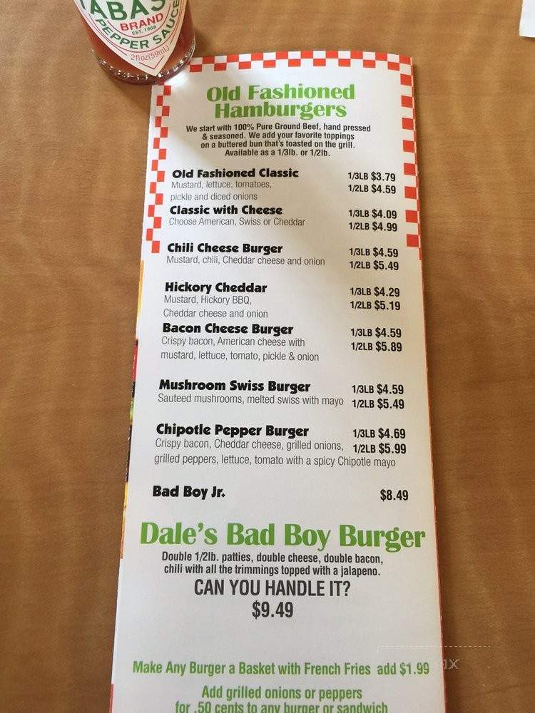 Dale's Burgers And More - Quinlan, TX menu_pic