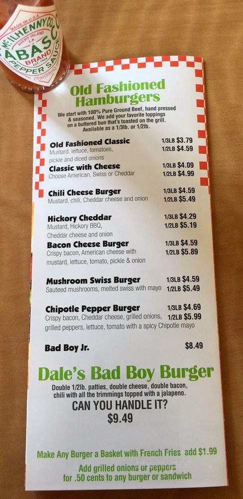 Dale's Burgers And More - Quinlan, TX menu_pic