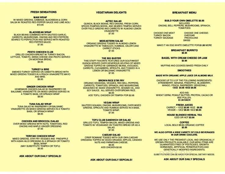 The Mustard Seed Cafe - Fernandina Beach, FL menu_pic