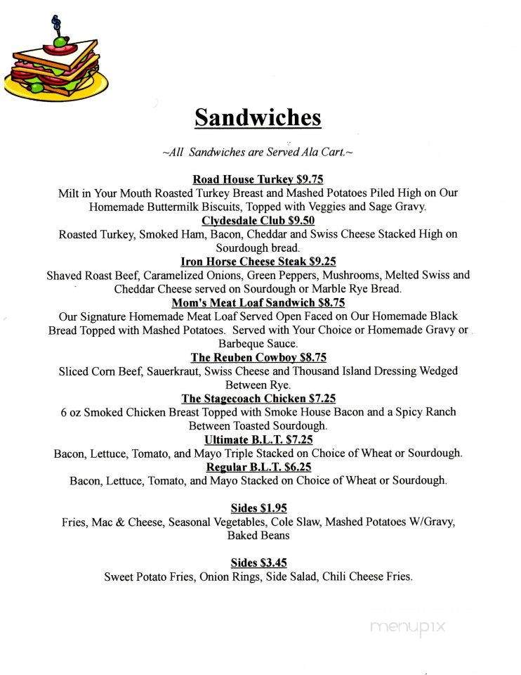Iron Horse Restaurant & Bar - Chassell, MI menu_pic