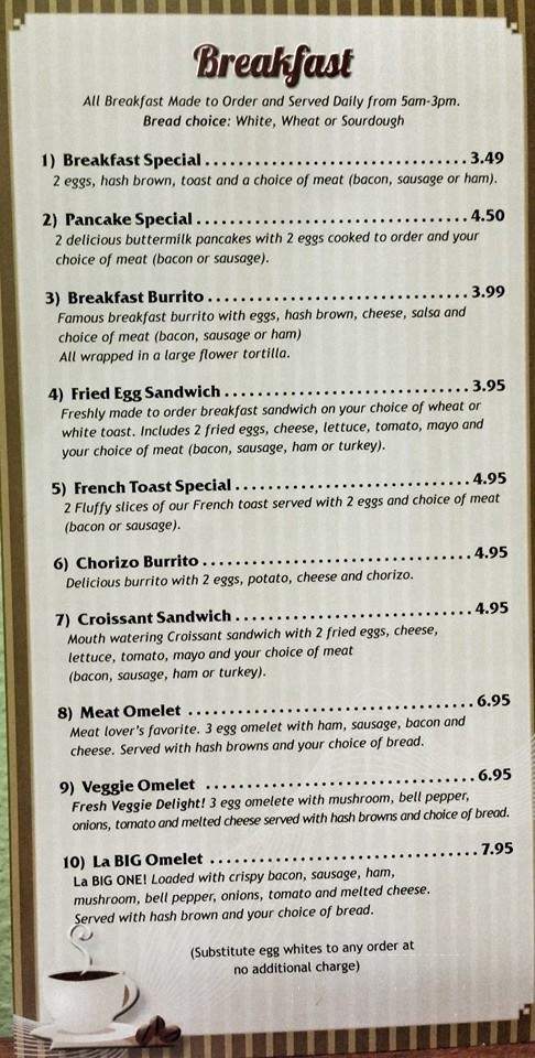 Cafe Donut Express - Montclair, CA menu_pic