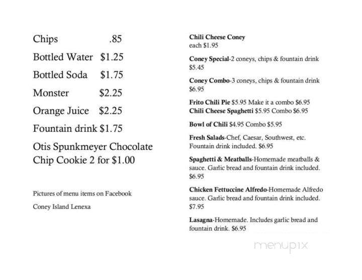 Coney Island - Lenexa, KS menu_pic
