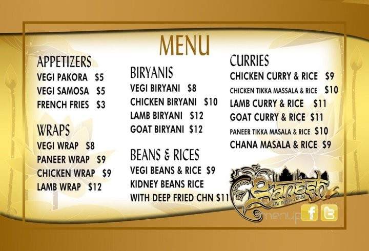 Ganesh Fine Indian Cuisine - Roseville, CA menu_pic