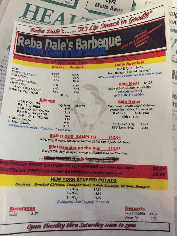 Reba Dales BBQ - Tulsa, OK menu_pic