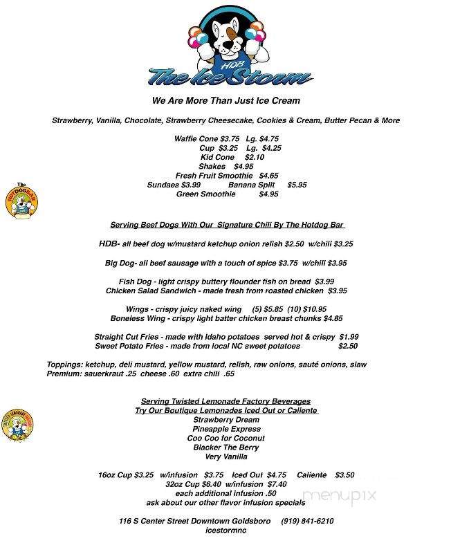 Online Menu Of The Ice Storm Goldsboro Nc
