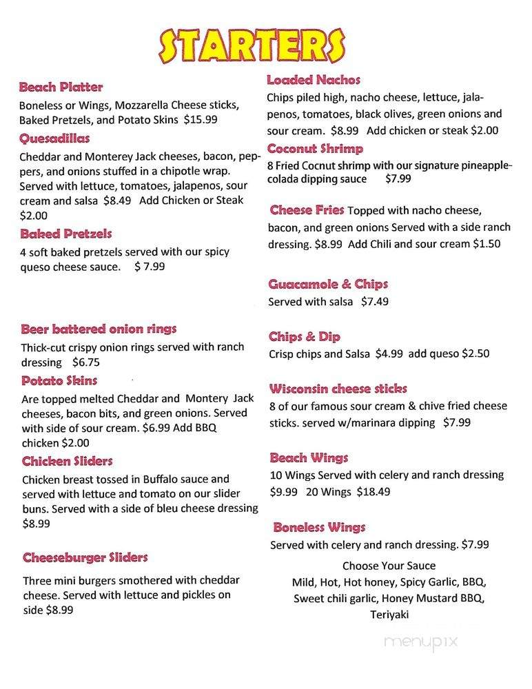 The Sand Bar - Clarksville, TN menu_pic