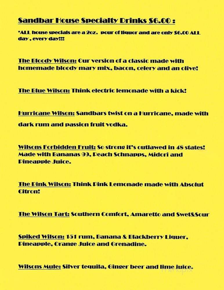 The Sand Bar - Clarksville, TN menu_pic