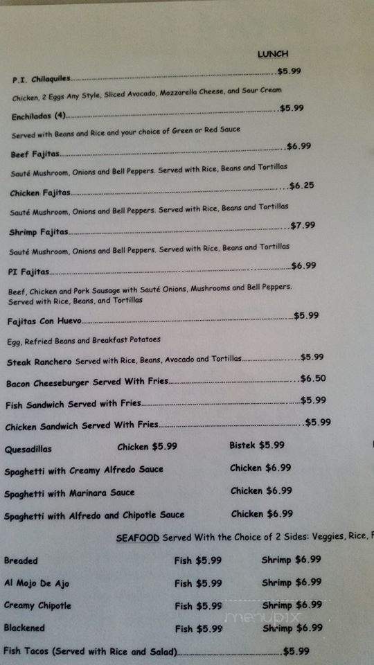 P.I. Cafe - Port Isabel, TX menu_pic