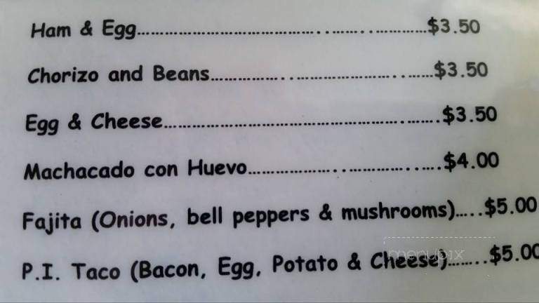 P.I. Cafe - Port Isabel, TX menu_pic