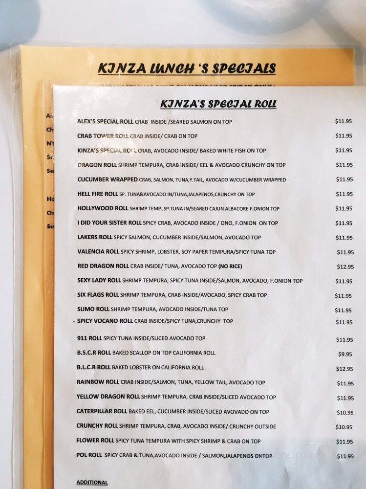 Kinza Sushi Japanese Restaurant - Los Angeles, CA menu_pic