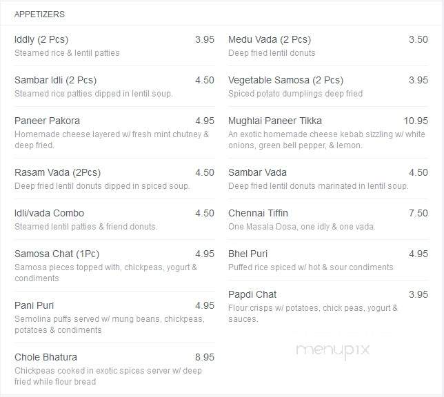 Madras Bistro - Hackensack, NJ menu_pic