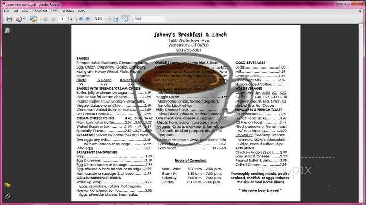 Johnny's Breakfast & Lunch - Waterbury, CT menu_pic