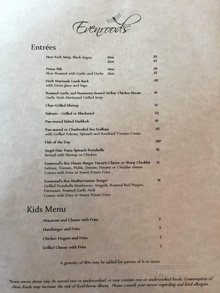 Evenrood's - Bangor, ME menu_pic