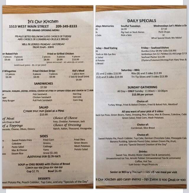 It's Our Kitchen - Merced, CA menu_pic