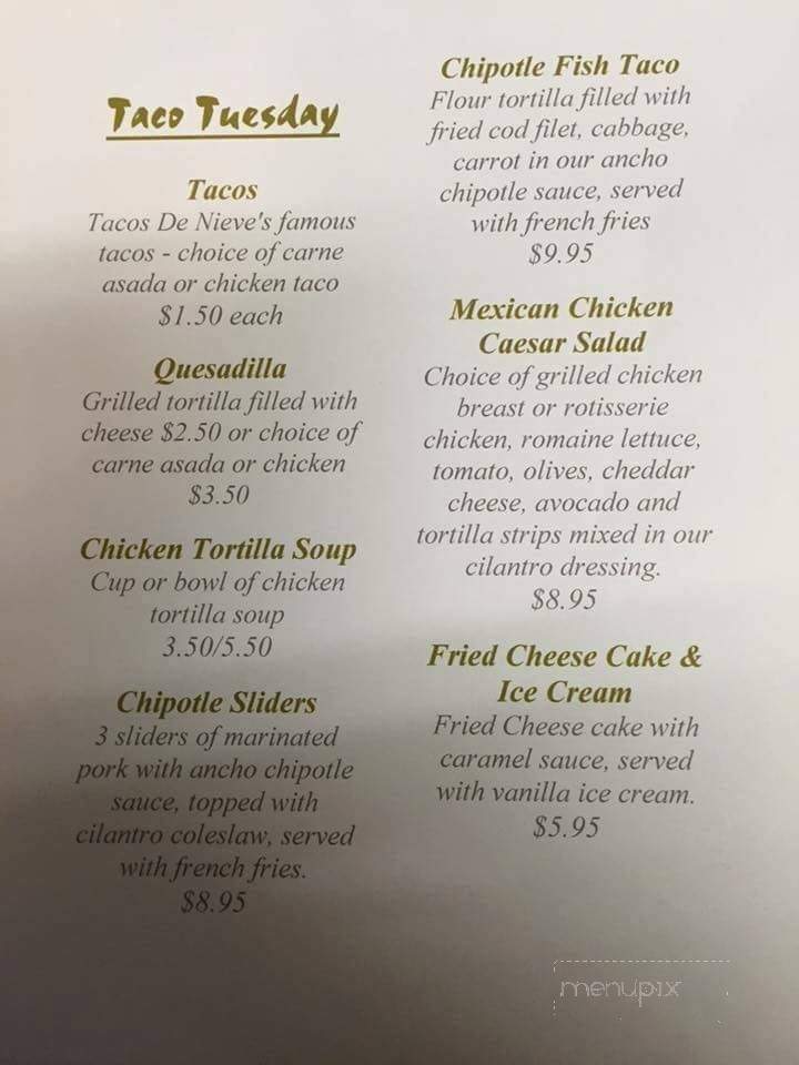 Tacos De Nieve - Escalon, CA menu_pic