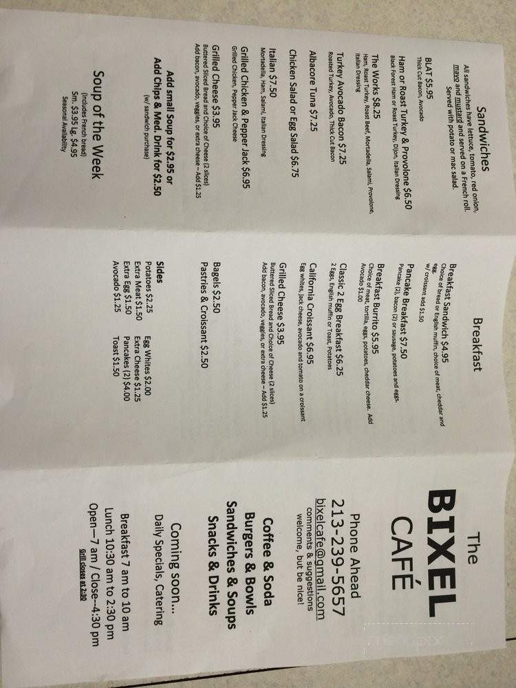 Bixel Cafe - Los Angeles, CA menu_pic