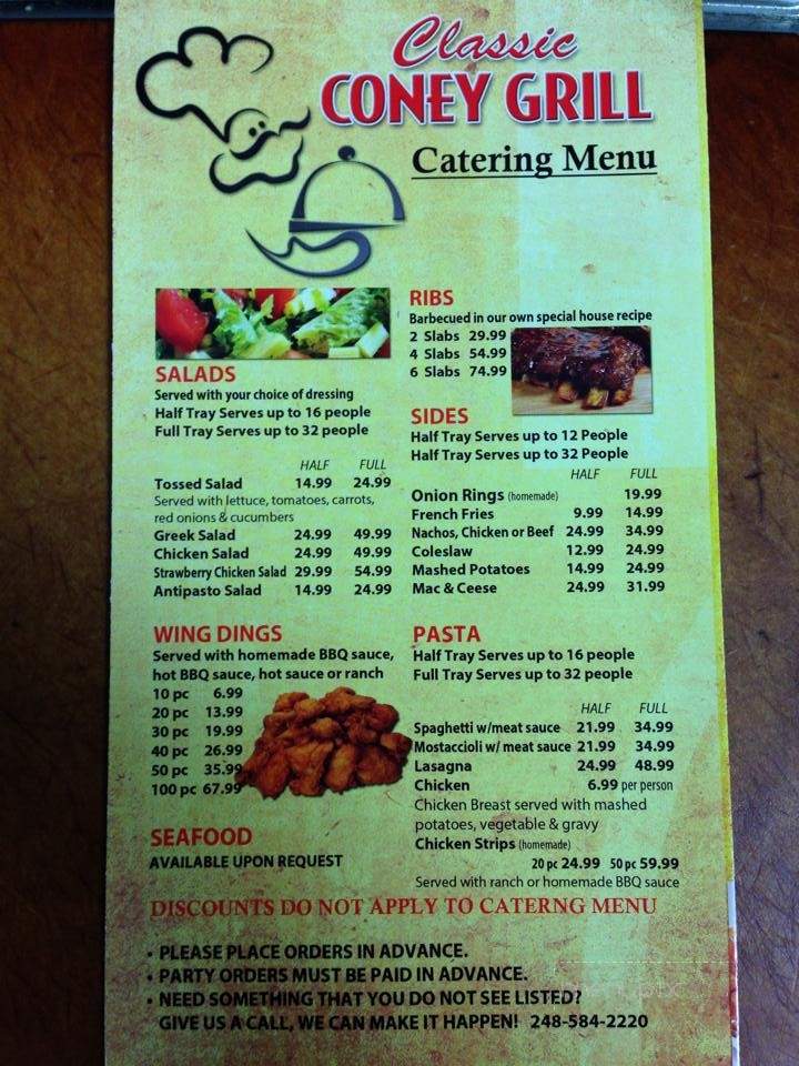 Classic Coney Grill - Hazel Park, MI menu_pic