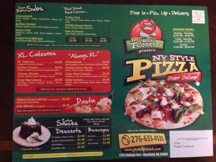 The Crazy Tomato - Bluefield, VA menu_pic