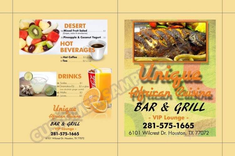 /250127941/Unique-African-Cuisine-Bar-and-Grill-Menu-Houston-TX - Houston, TX