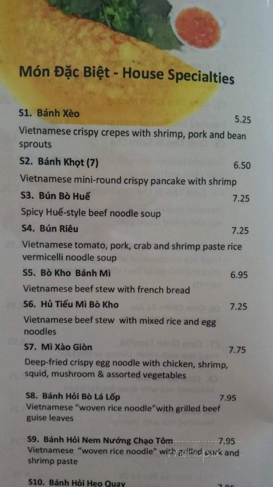 Thao's Bistro - Wichita, KS menu_pic