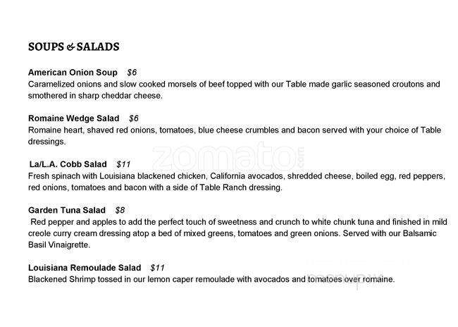 Highland Table - Shreveport, LA menu_pic