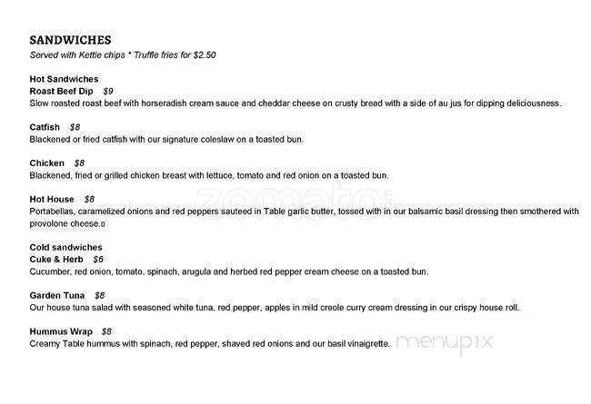 Highland Table - Shreveport, LA menu_pic