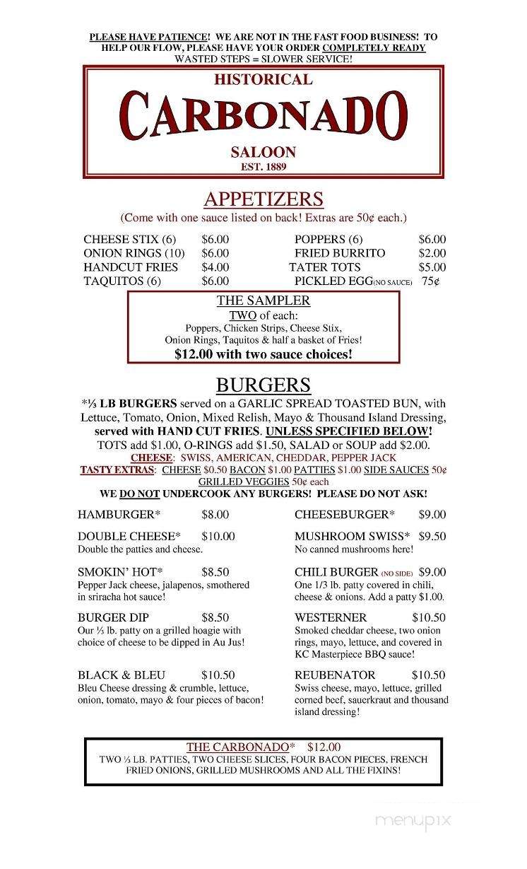 Carbonado Saloon - Carbonado, WA menu_pic