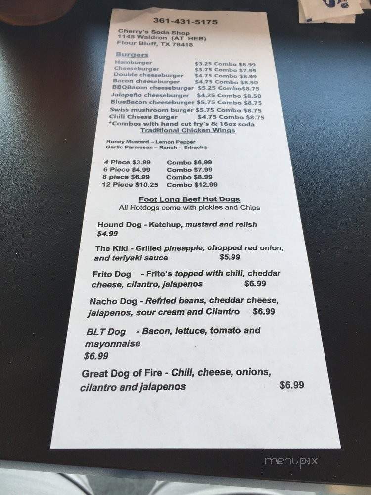 Cherry's Soda Shop - Corpus Christi, TX menu_pic