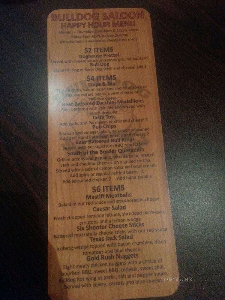 Bulldog Saloon - Lynnwood, WA menu_pic