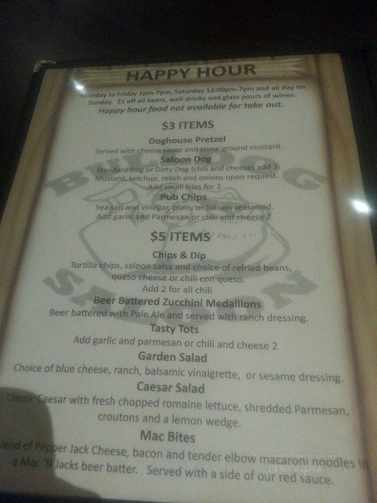 Bulldog Saloon - Lynnwood, WA menu_pic