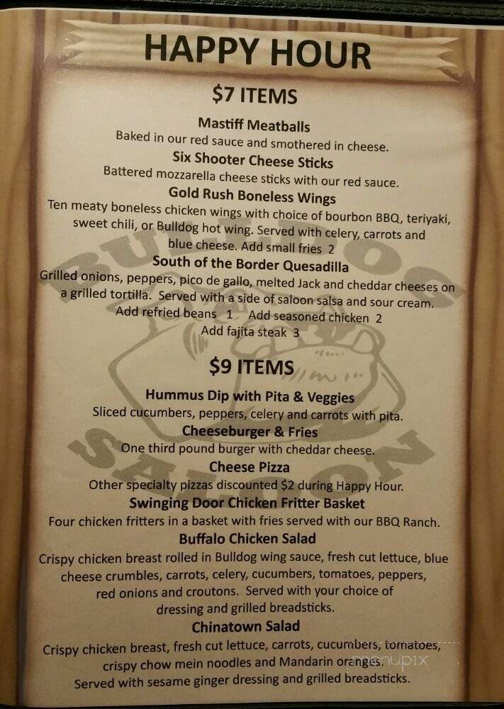 Bulldog Saloon - Lynnwood, WA menu_pic