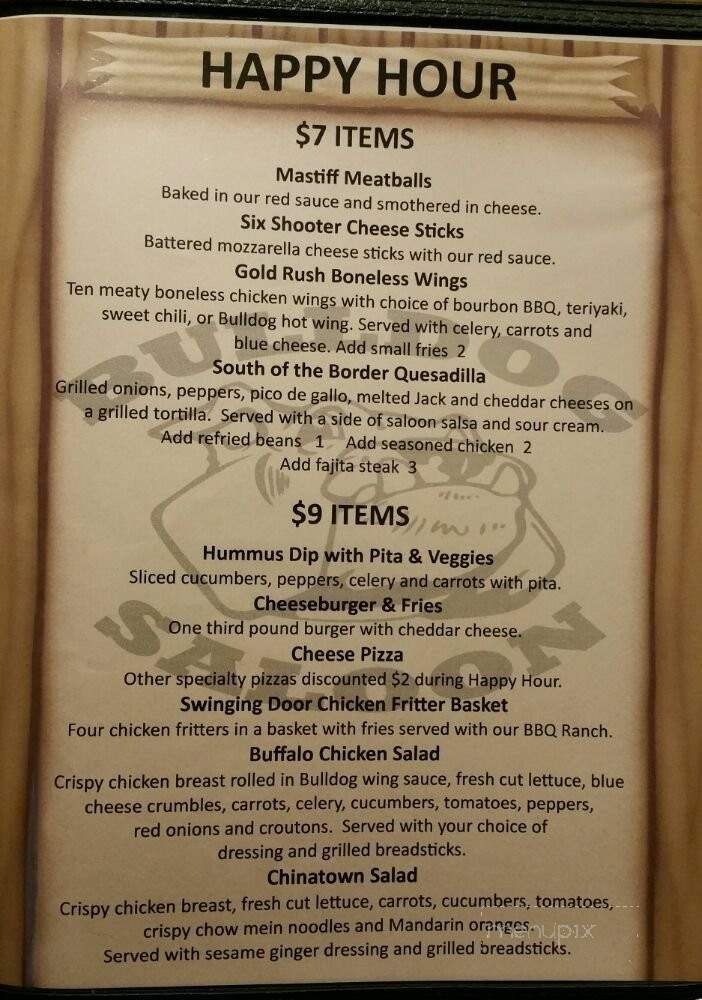 Bulldog Saloon - Lynnwood, WA menu_pic