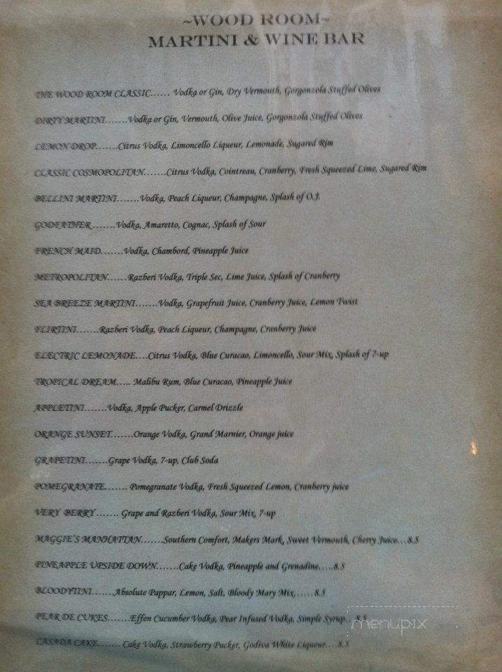 The Woodroom Martini and Wine Bar - Willoughby Hills, OH menu_pic