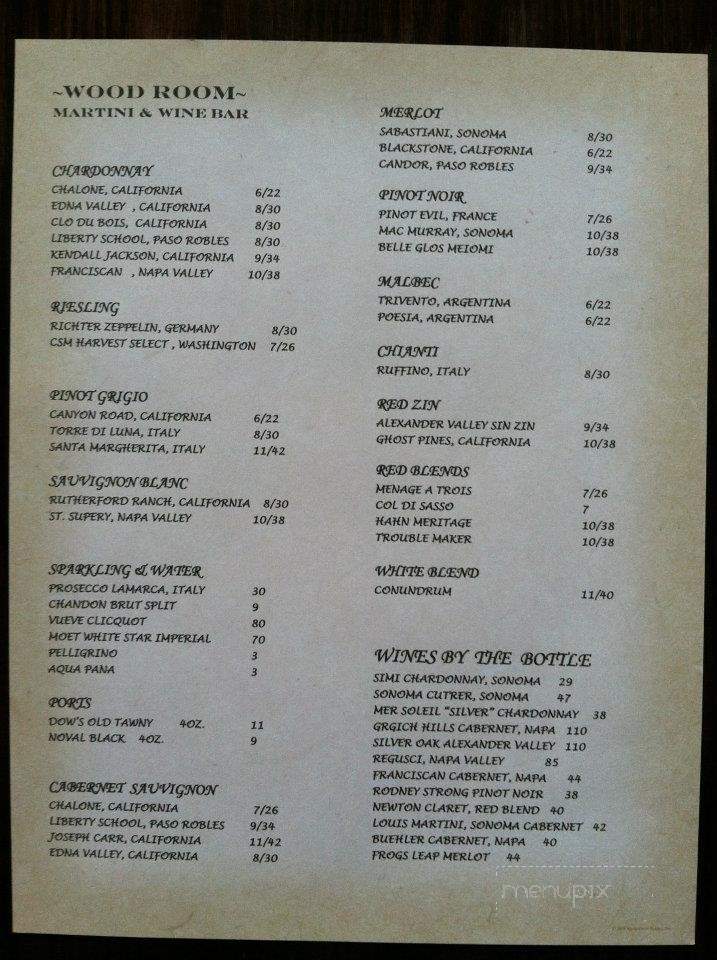 The Woodroom Martini and Wine Bar - Willoughby Hills, OH menu_pic