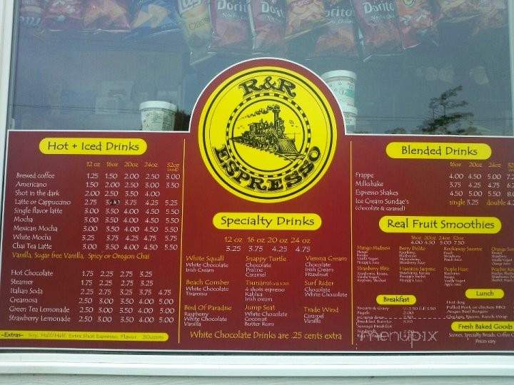 R & R Espresso Drive-Thru - Rockaway Beach, OR menu_pic