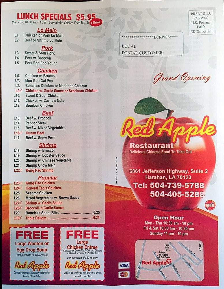 Red Apple Chinese Restaurant - Harahan, LA menu_pic