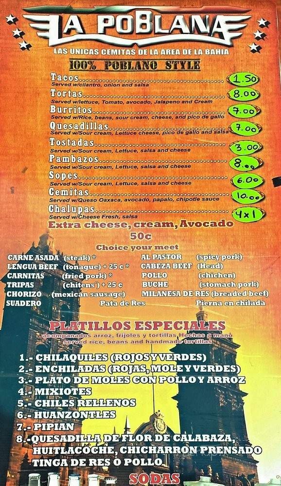 La Poblana - Oakland, CA menu_pic