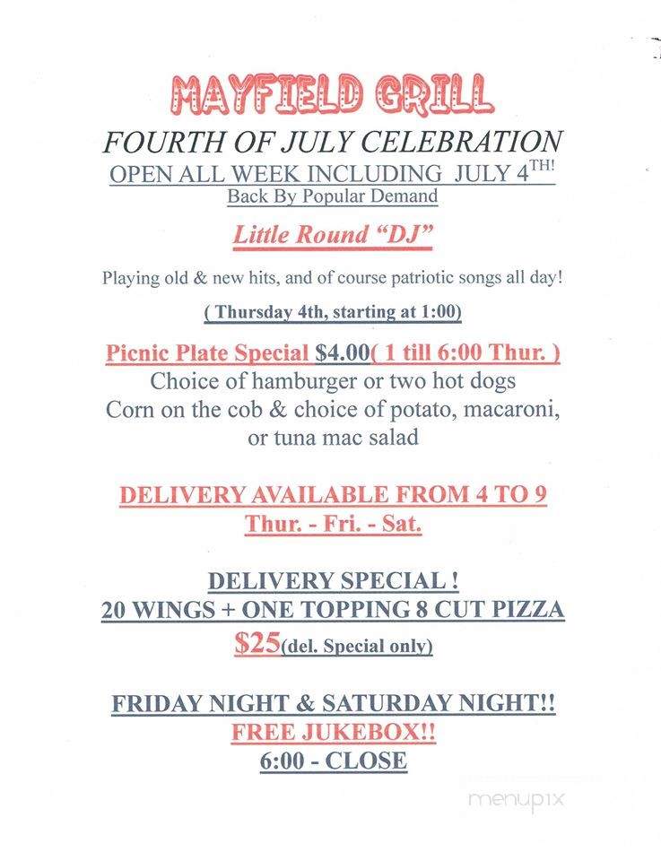 Mayfield Grill - Mayfield, NY menu_pic