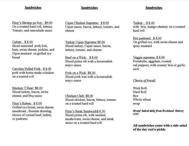 Fitzy's Fork In The Road - Ballston Spa, NY menu_pic