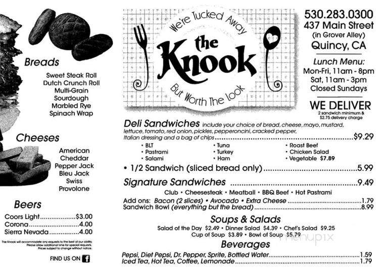 The Knook - Quincy, CA menu_pic