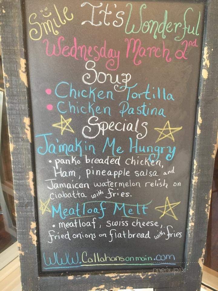 Callahan's Cafe and Coffee House - Pittston, PA menu_pic