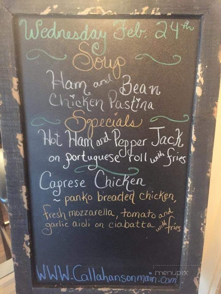 Callahan's Cafe and Coffee House - Pittston, PA menu_pic