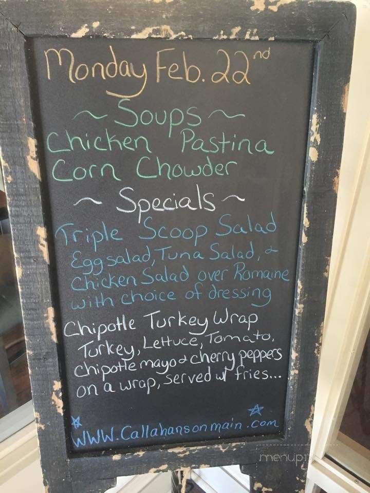 Callahan's Cafe and Coffee House - Pittston, PA menu_pic