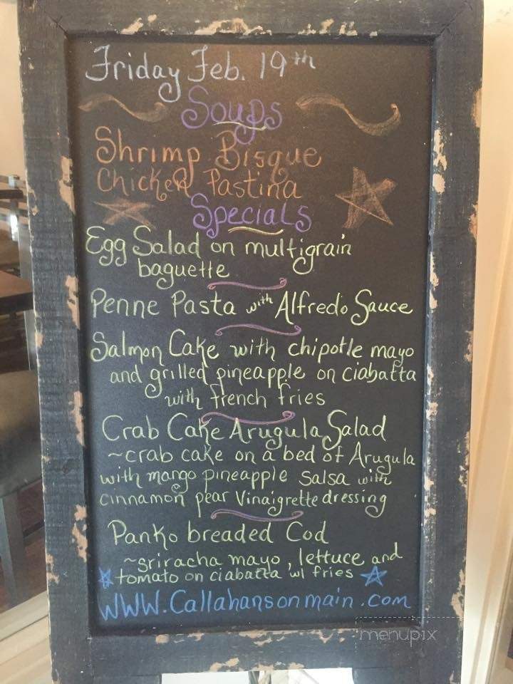 Callahan's Cafe and Coffee House - Pittston, PA menu_pic