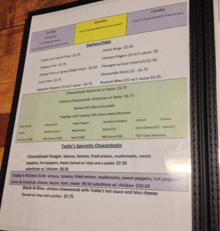 Teddy's Tavern - Stroudsburg, PA menu_pic